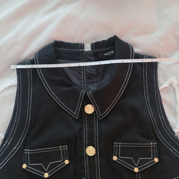 Authentic with Receipt- Balmain Short Topstitch Button Front Dress (46) (14US) - Picture 10 of 11